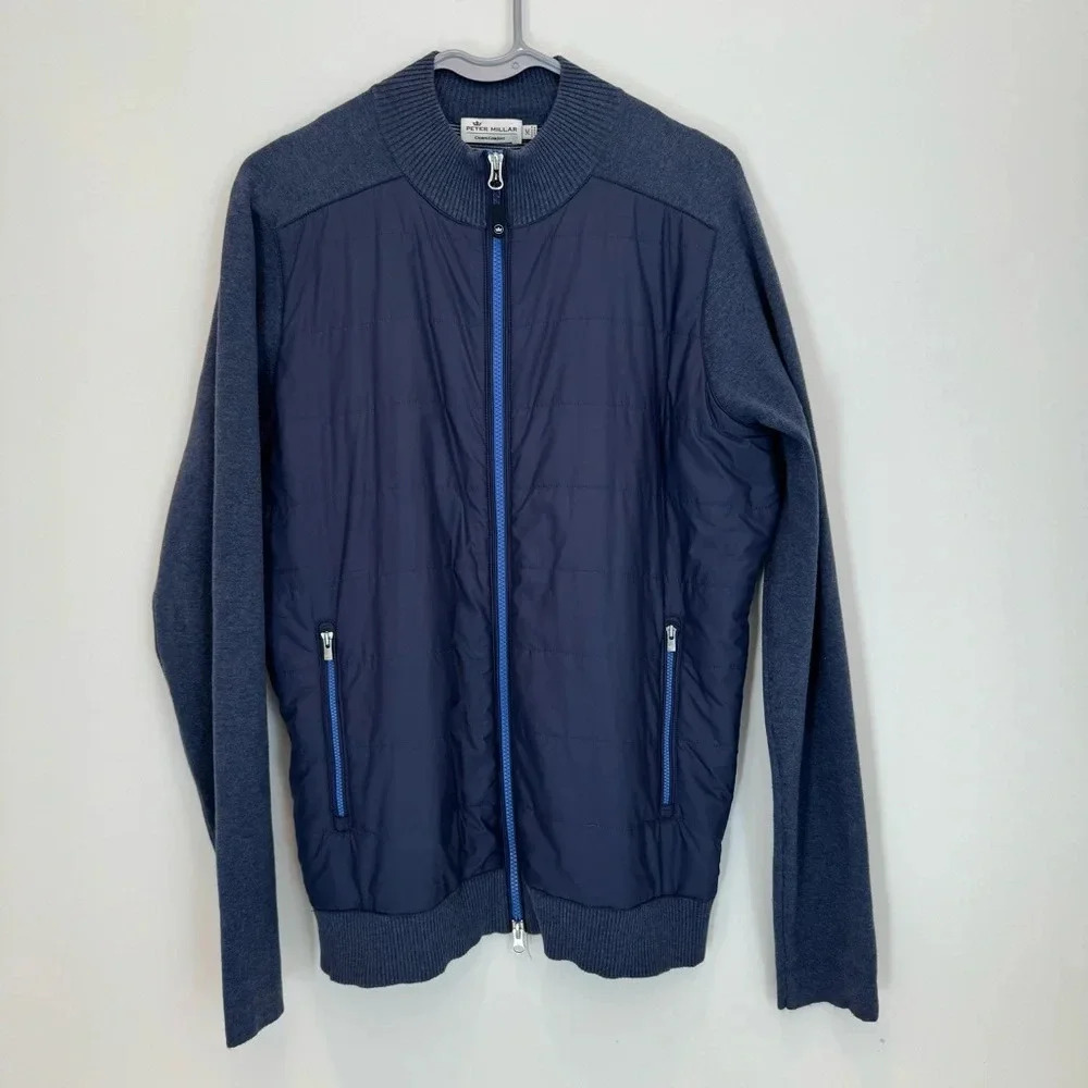 Peter Millar Navy Blue Performance Zip-Up Jacket